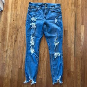 Express distressed skinny ankle jeans